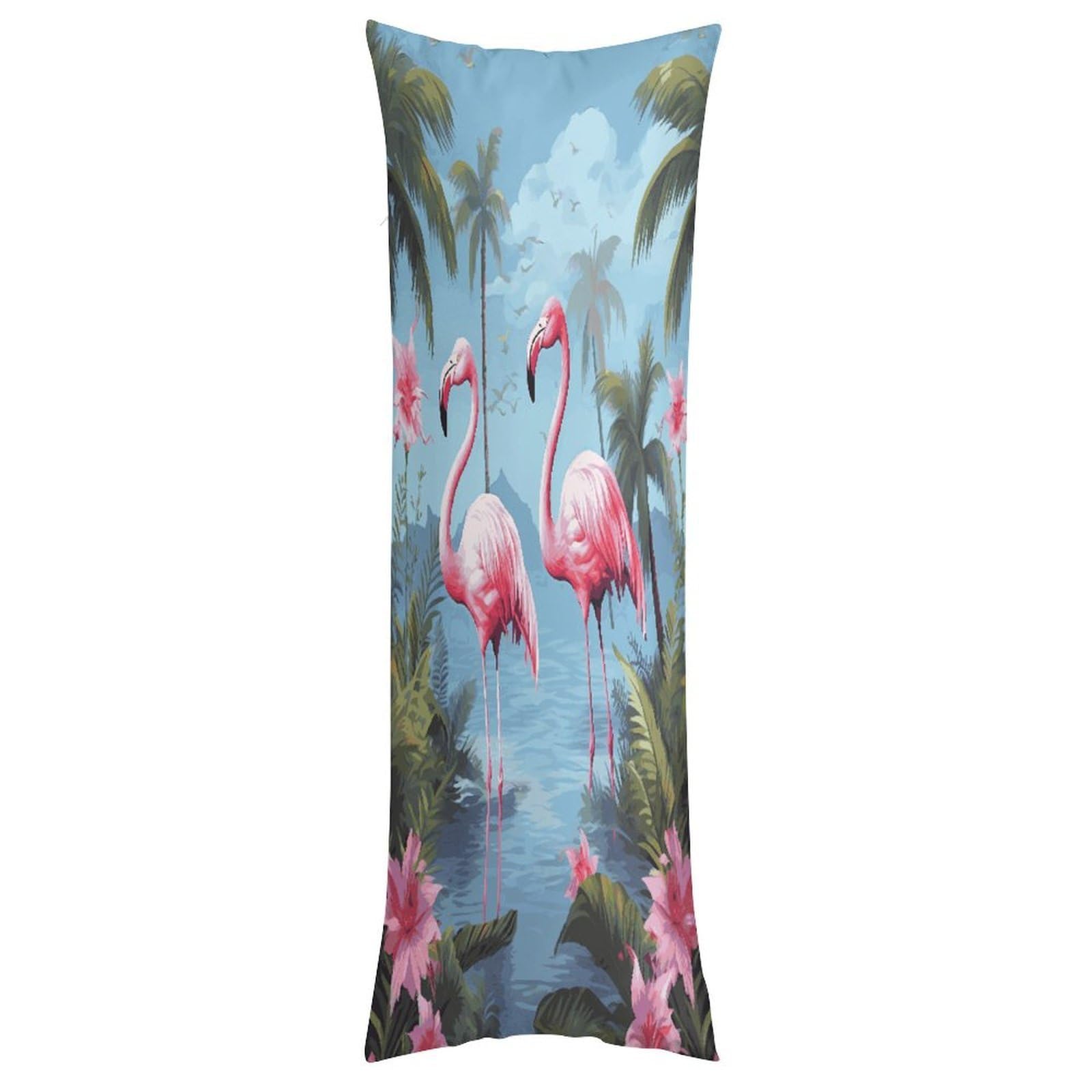 LDGSUPH Tropical Flamingos Pillow Cases Soft Pillowcase with Invisible Zipper Wrinkle Resistant Pillow Covers Breathable Removable Pillow Protector for Bed Sofa Car 20"x54"