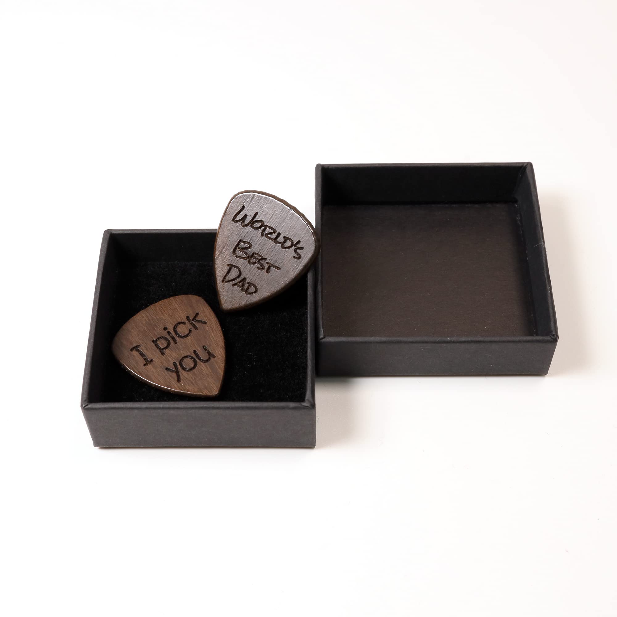 Personalisiertes Plektrum Aus Holz Mit Gravur – Wunschtext, Rosenholz/Ahorn/Olivenholz