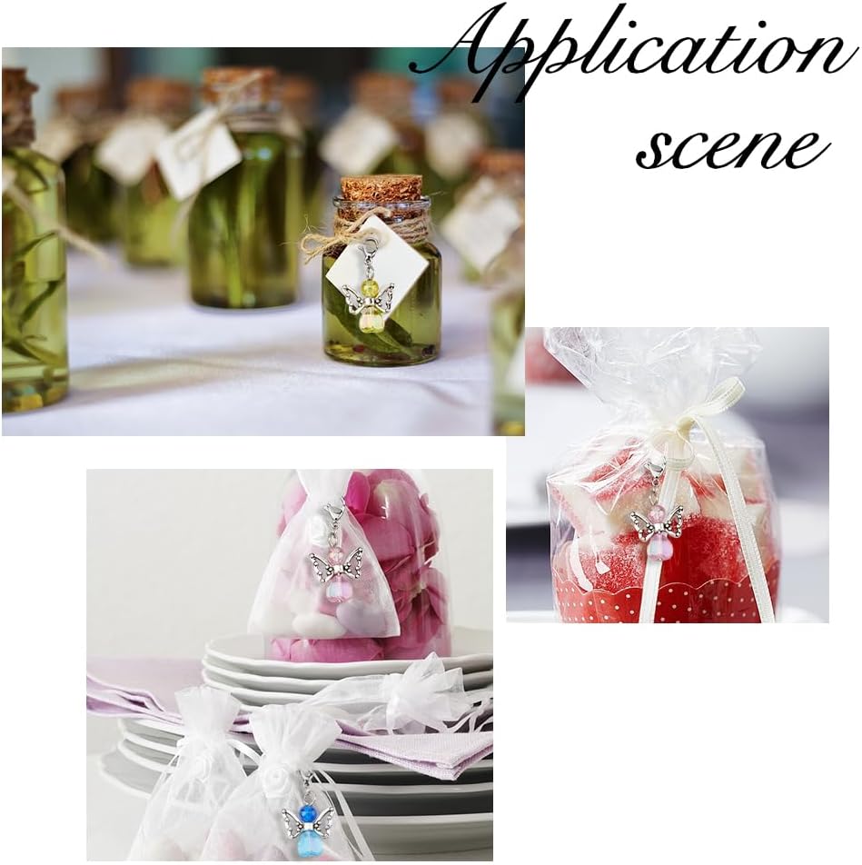 SUPERFINDINGS 36pcs 9 Colors Angel Wing Charm Colorful Fairy Dangle Pendants Acrylic Heart Beads Charms with Lobster Clasps for DIY Jewelry Making Findings Crafts Supplies Baby Shower Favor - Image 5