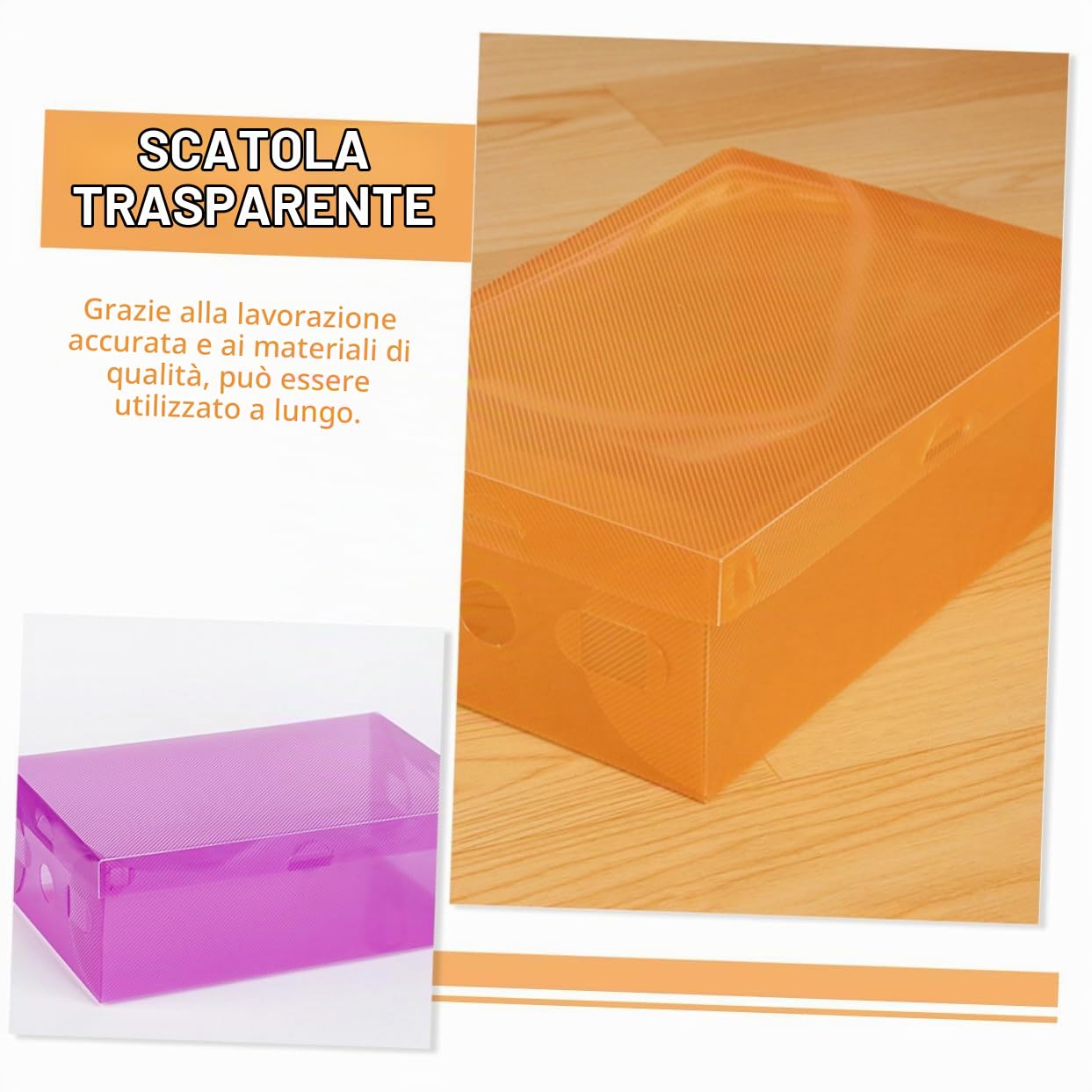STOBAZA Scatole per Scarpe Dimensioni 27,5x18x9,5cm in Trasparente Impilabili e Pieghevoli in Trasparente Set da 7 Organizer Resistente per Armadio e Cameretta