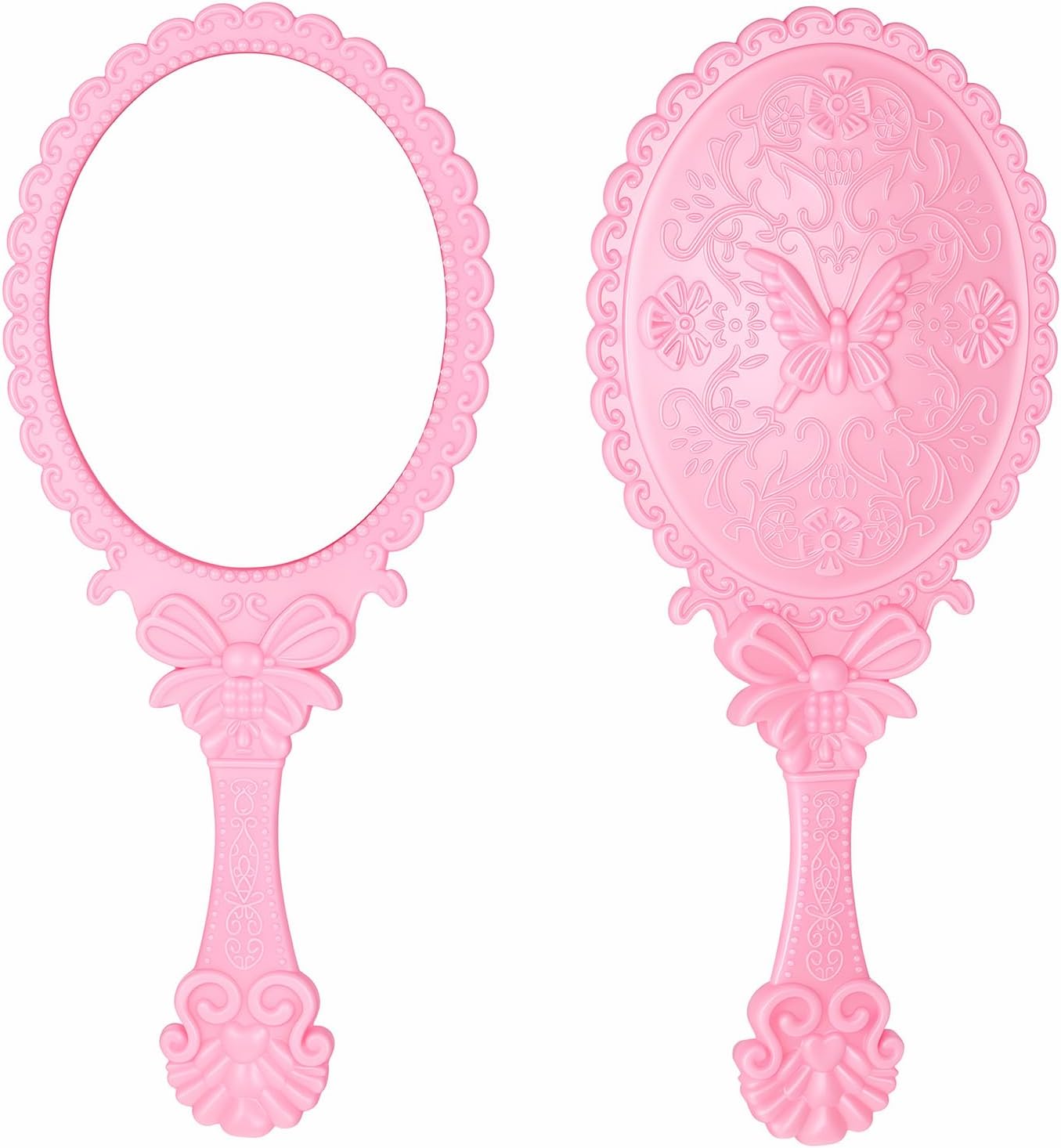 Pink Princess Handheld Mirror with Handle Vintage Makeup Purse Mirrors