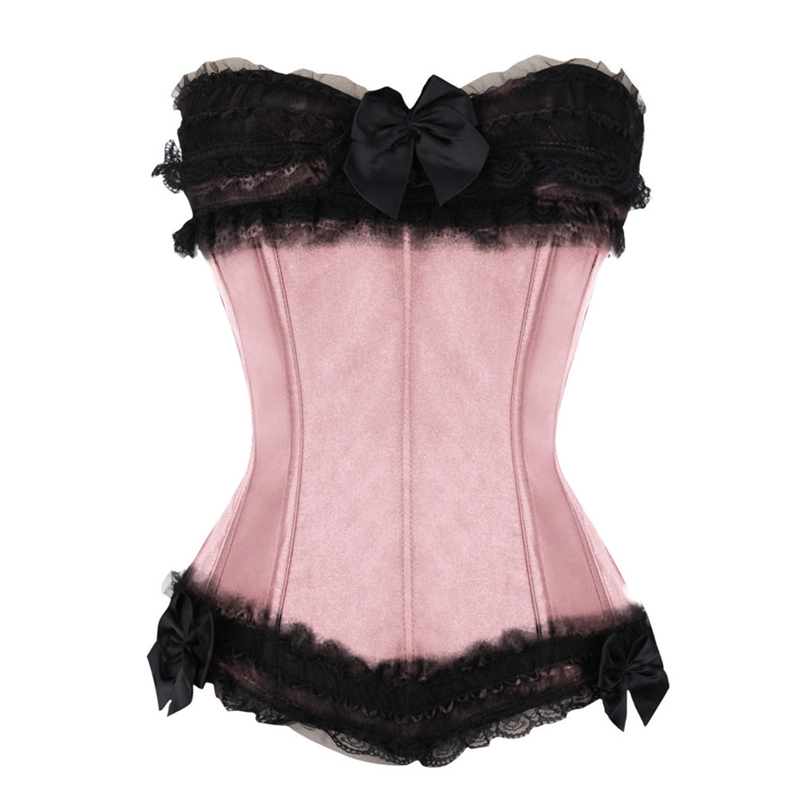 Generisch Lussuoso corsetto in pizzo rinforzato per cosplay, elegante corsetto gotico con delicato fiocco a balze, perfetto per feste medievali, eventi storici, di alta qualità