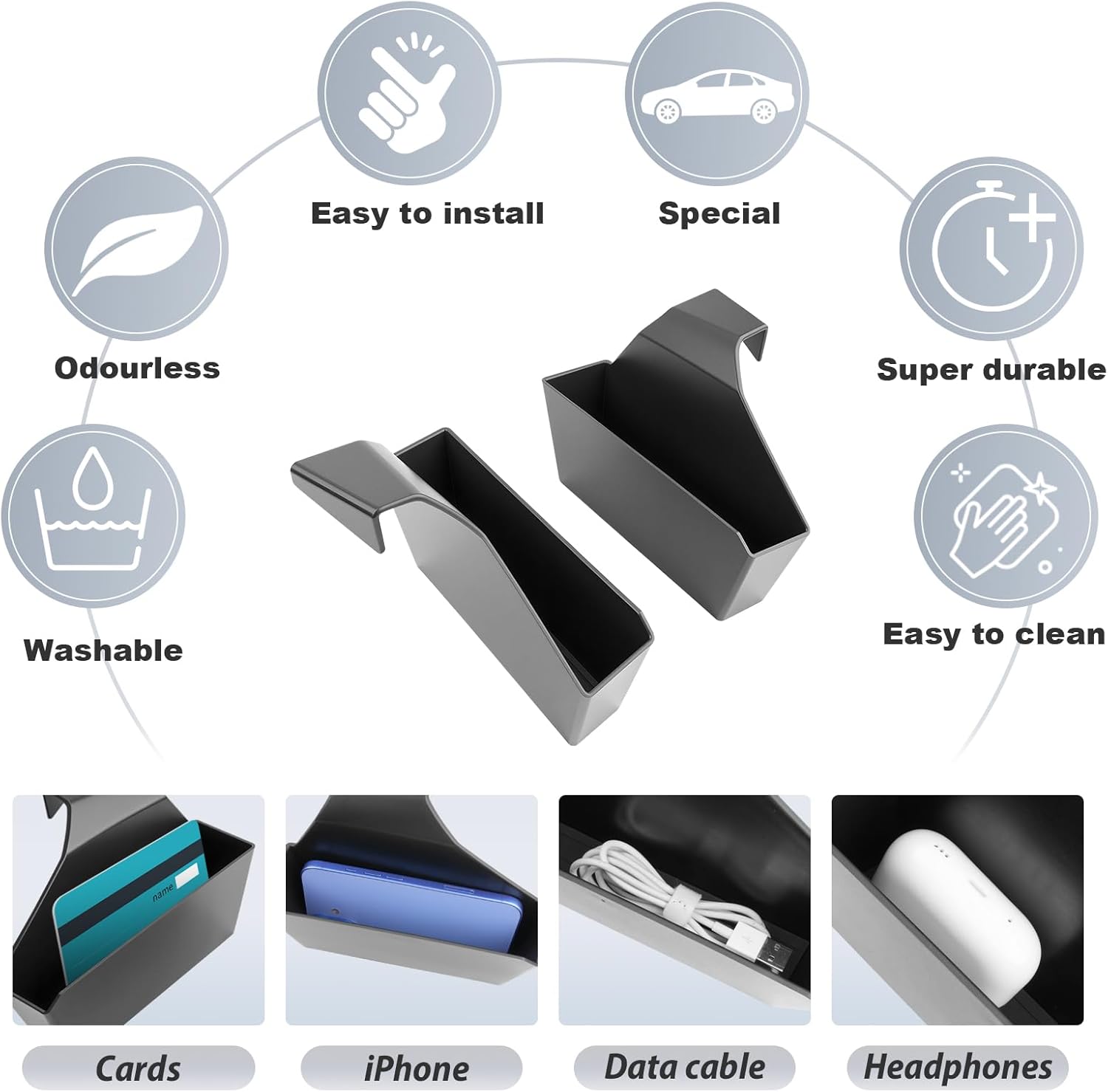 SKTU 2PCS for 2024 2025 2026 Ford Ranger Center Console Organizer for 2024-2026 Ford Ranger (XL/XLT/Lariat/Raptor) Central Console Hanging Storage Box Ford Ranger 2024 2025 2026 Accessories