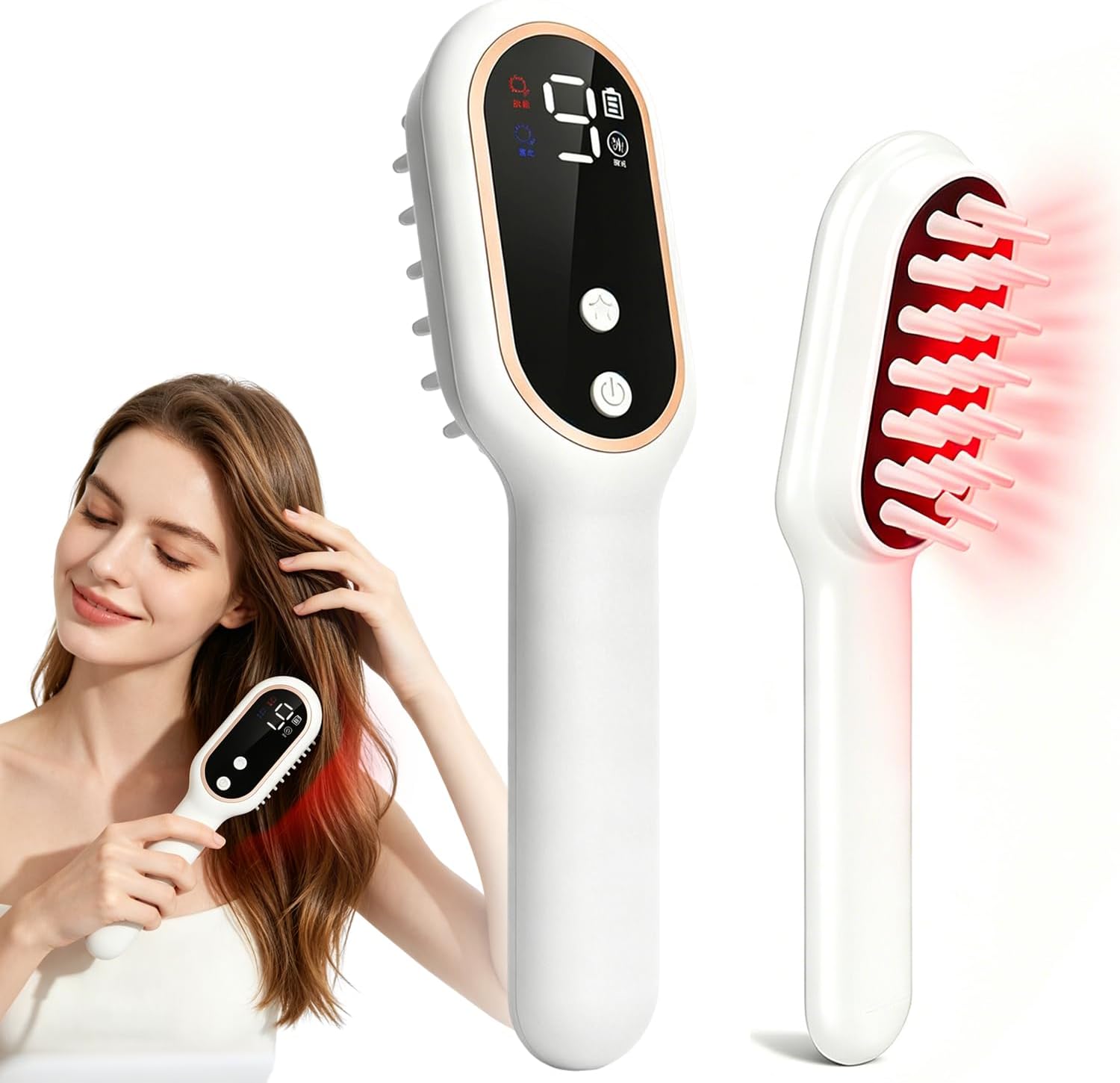 Abnaok Upgrade Scalp Massager Hair Growth with Soft Rubber, IPX7 Waterproof Red Light Hair Therapy with Blue Light, Portable Electric Head Massage Scalp for Home Spa, All Hair Types, for Men & Women