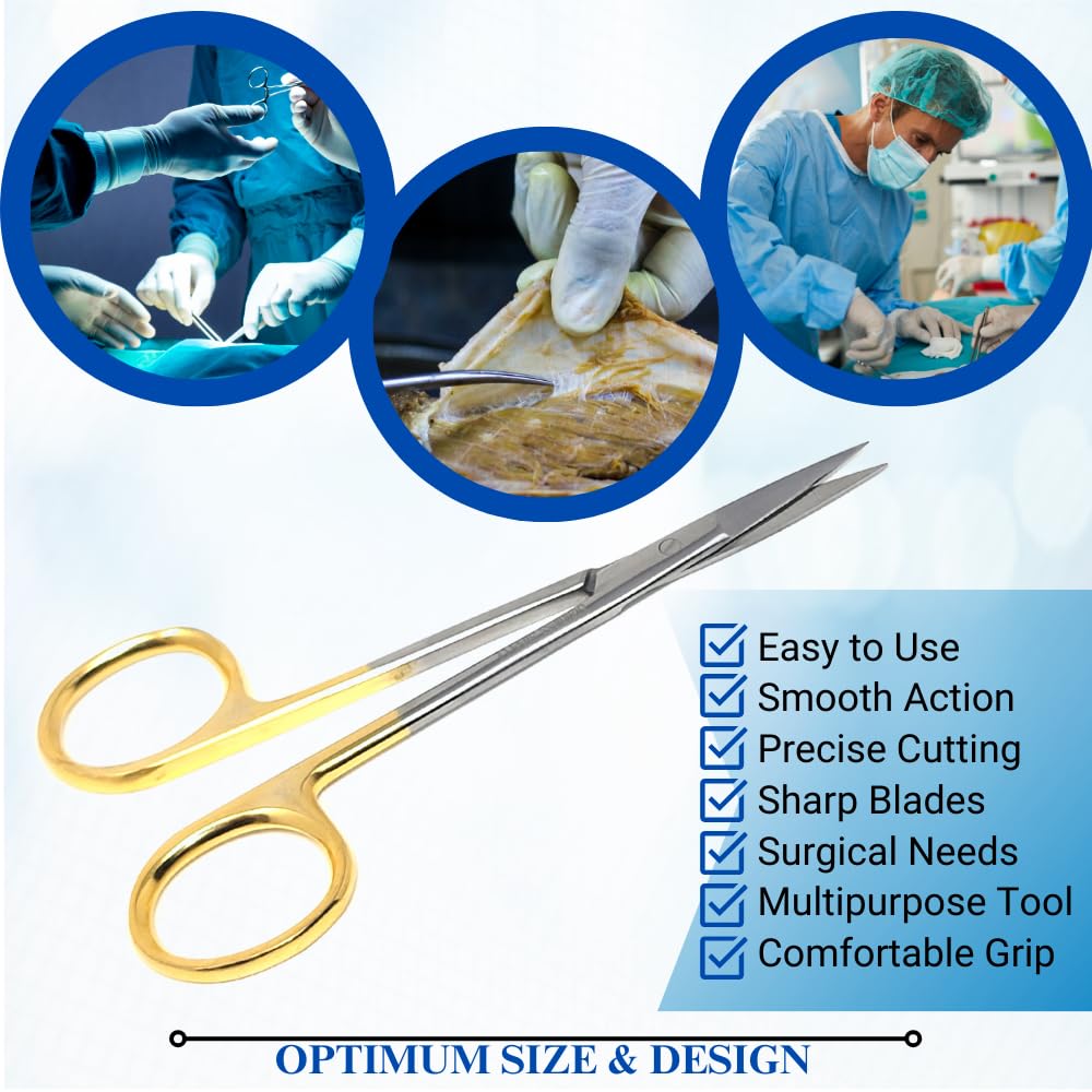 Multipurpose Micro IRIS Dissecting Scissors Stainless Steel Surgical Shears for Fine Precision Cuts Lab Tissue Dissection Suture Removal Practice Sharp Straight Pointed Blades - 4.5