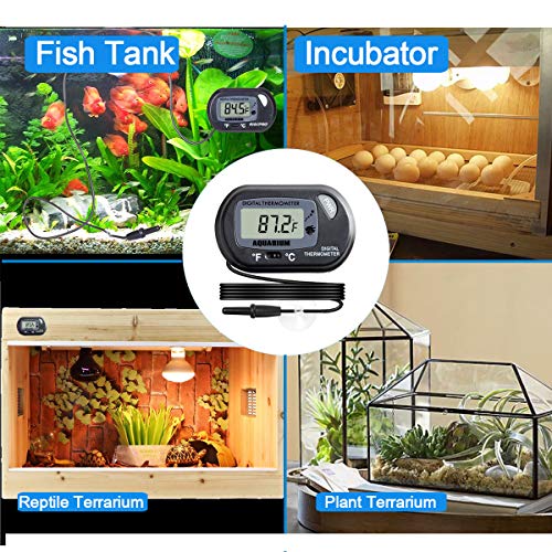 Veanic 4-Pack Digital Aquarium Fish Tank Thermometer Terrarium Water Temperature Meter Gauge With Water-Resistant Sensor Probe For Reptile Turtle Incubators (Black) #TOP5