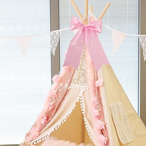 Miniatura 5 de TONIFUL Cinta de satén sólido rosa de 4 pulgadas de ancho, cinta grande de tela de 22 yardas para ceremonia de corte, fajas de silla de gran