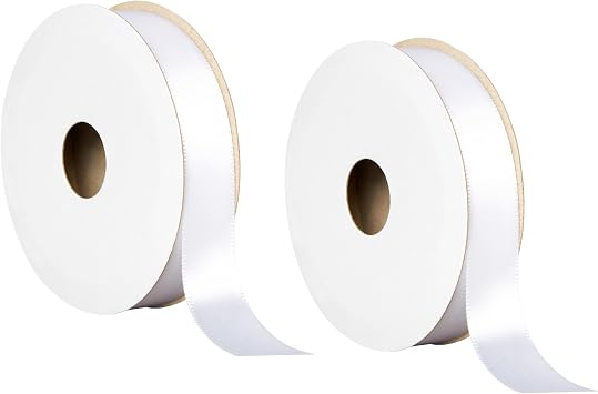 Offray 453948 5/8" Wide Single Face Satin Ribbon for Gift Wrapping, Decoration, and Crafts, Two Pack of 6-Yard Spools, White