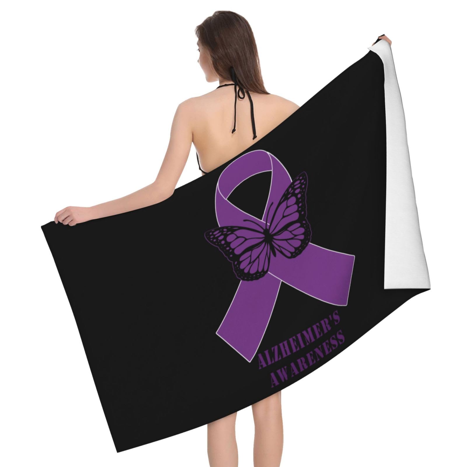 HLBSDM Microfiber Alzheimer'S Awareness Beach Towel Quick Dry Soft Sand Free Beach Towels for Pool Swim Beach Lightweight Thin Towels