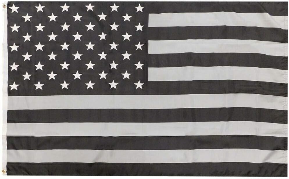 JumpingLight USA American 50 Star Black & Silver 100D Woven Poly Nylon 3x5 3x5 Flag Banner - Quality Flags