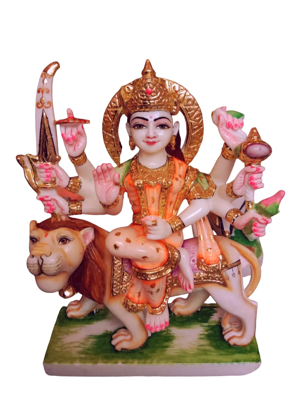 eSplanade Hars Maa Durga MATA Rani Sherawali Murti Idol beeldhouwwerk (1561APC) - veelkleurige Pooja Idols