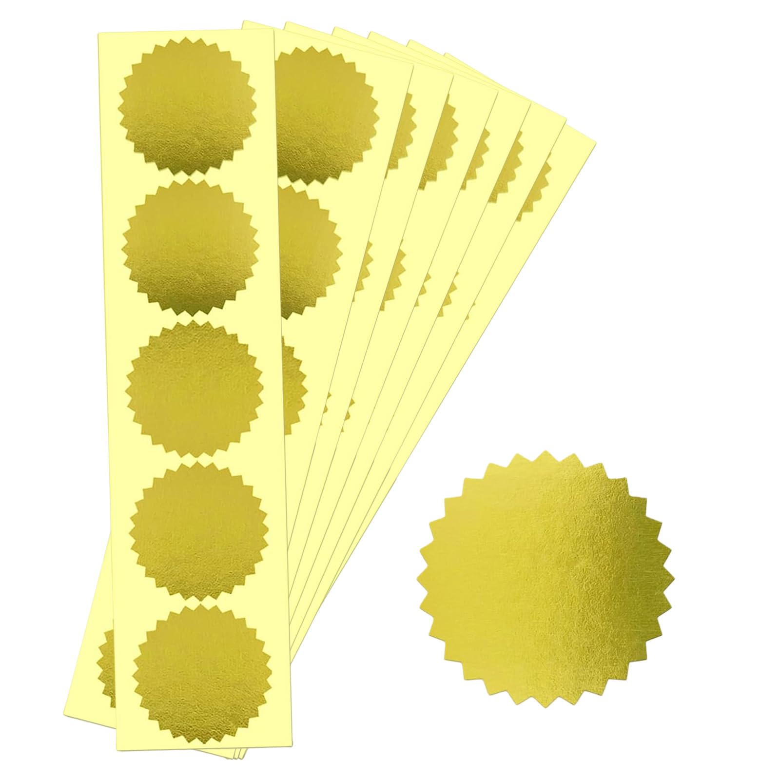 100Pcs 2 Inch Blank Round Gold Foil Embossing Serrated Edge Certificate Seals Stickers Self-Adhesive Writable Sealing Labels for Envelope Card Packaging Awards