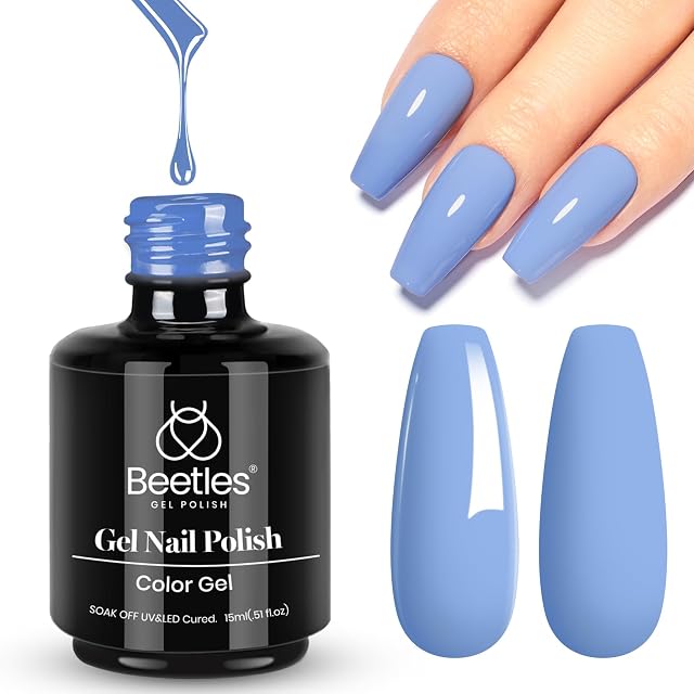 Beetles Gel Polish US Beetles Baby Blue Gel Polish, 15ML Light Blue Gel Nail Polish