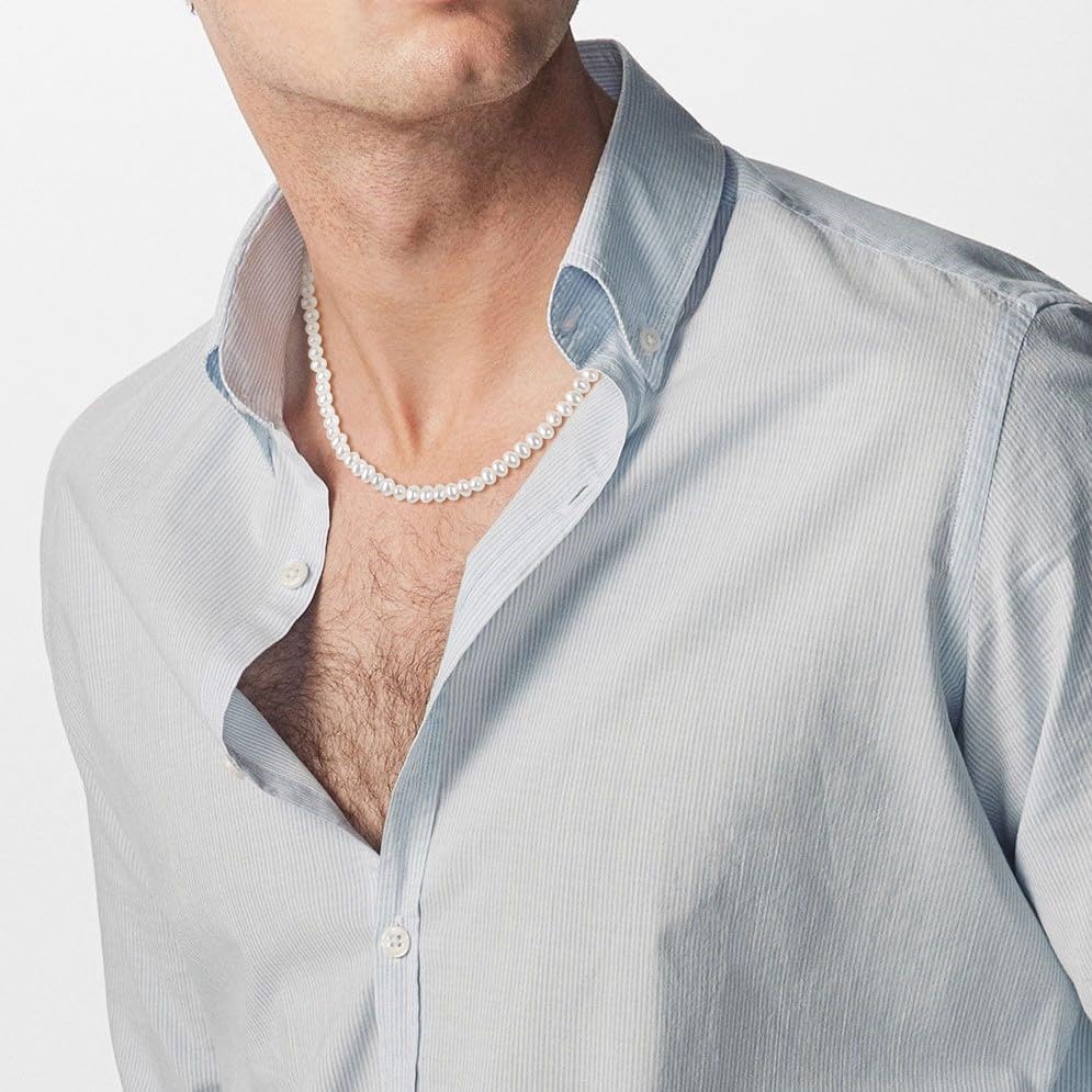 GAVU Dainty Pearl Necklace for Women Men Multicolor Shell Pearl Necklace for Men and Women - Image 2