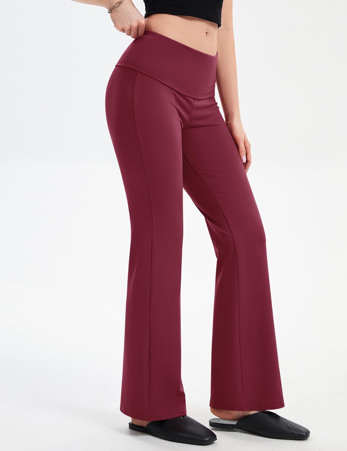 Rapbin Fold Over Flare Leggings for Women Yoga Pants Y2k Lounge Sweatpants Workout Athletic Joggers Slim Fit Bottoms 2026 - Image 5