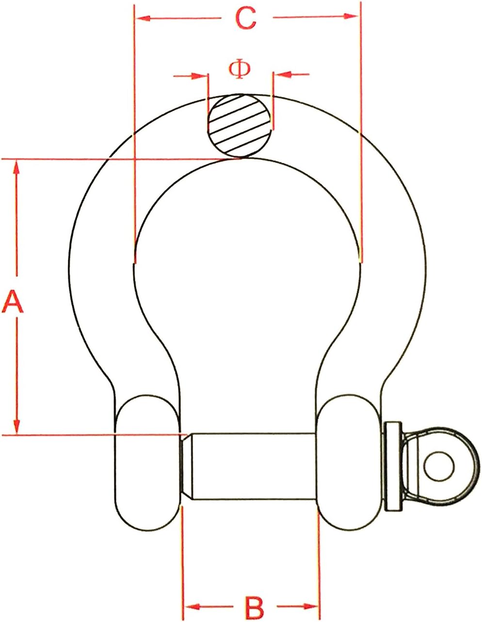 US Stainless Stainless Steel 316 Bow Shackle 5/8" (16mm) Marine Grade