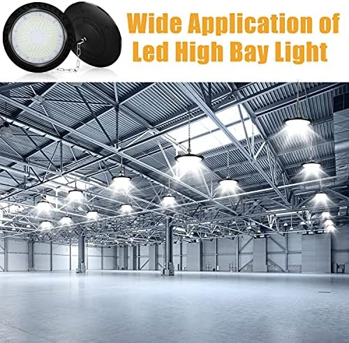 100W UFO LED High Bay Light 2 Pack, TASINUO 10000LM 6500K Daylight Industrial Pendant Ceiling Lights, IP65 Waterproof LED Garage Lighting for Factory, Warehouse, Barn, Workshop, Gym