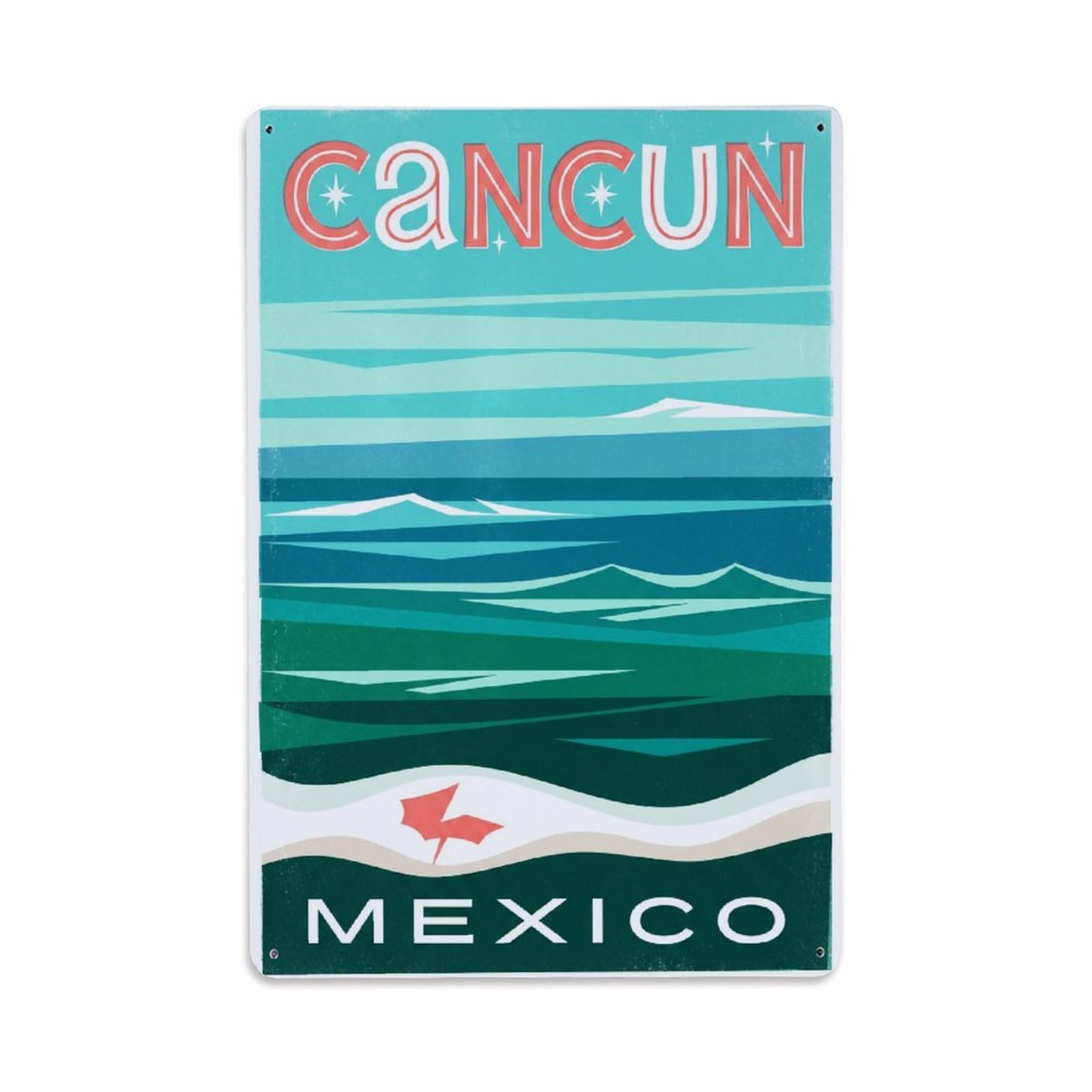 Xanthor Style Vintage Mexico Cancun Travel Metal Tin Sign