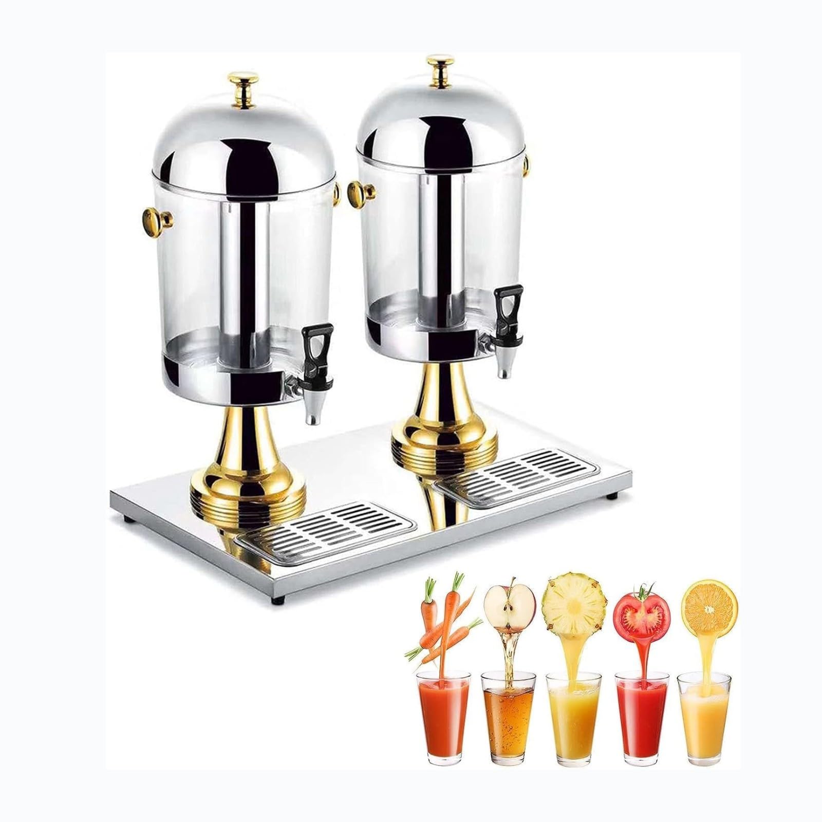 asdchZen Drink Dispenser Beverage Dispenser Premium Stainless Steel Commercial Juice Machine With Tap - 16L/24L Beverage Dispenser For Restaurants, Hotels, And Bars,Double Head