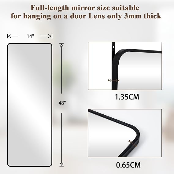 VooBang 14x48 Full Length Over The Door Mirror, Full Body Wall Mirror