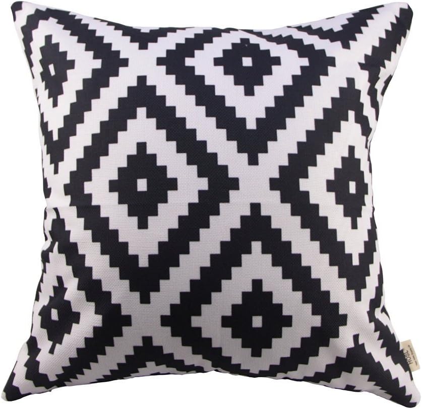 HOSL Geometry Cotton Linen Decorative Throw Pillow Cover Cushion Case Pillow About 18-Inch