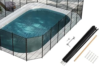4×12FT, 350GMS Teslin Mesh Pool Safety Fence, Stainless Steel Feet, Triple Stitching Craftsmanship, Protecting Children and Pets, Black