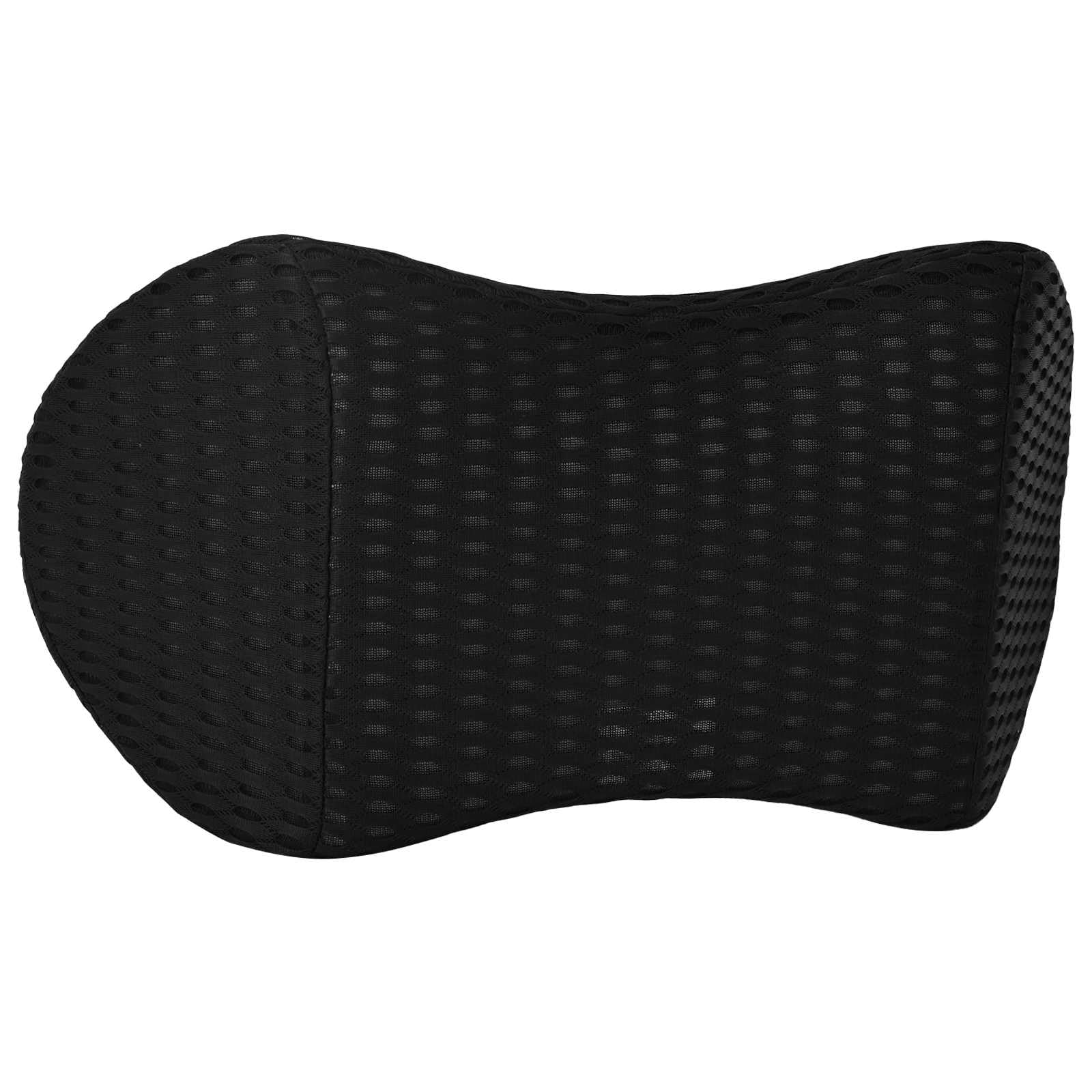 Cojín de respaldo negro de espuma viscoelástica 46 x 24 x 11 cm, acolchado ergonómico con funda de malla transpirable, lavable para dormir de espalda y postura relajada en interiores