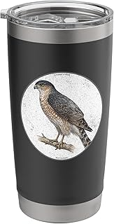 Colorful Retro Cooper’s Hawk Bird Design Stainless Steel Insulated Tumbler