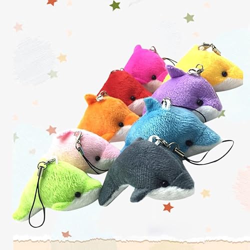 Miniatura 5 de EXCEART Colgante de delfín de felpa, 5 piezas de mini llavero de delfín de animales de peluche, peluche de peluche, llavero de muñeca de peluche,
