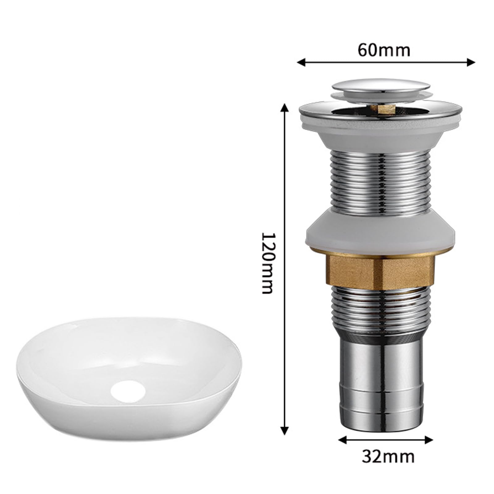 Piletta Lavabo Bagno Click Clack,Piletta Lavandino,Piletta Lavabo Bagno Pop Up,Scarico A Rimbalzo,Anticorrosione In Rame Pieno,Cromo D
