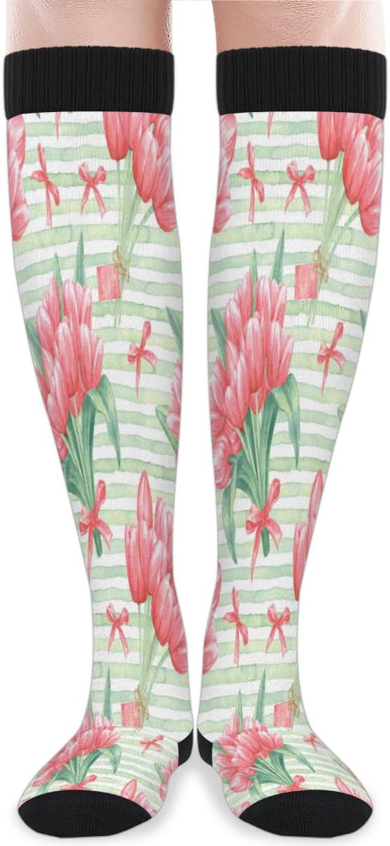 Mularoka Kniekousen voor dames en heren, outdoorsport, atletische sokken, comfortabel, ademend, casual buissokken, 2 paar grappige dieren kat, One Size