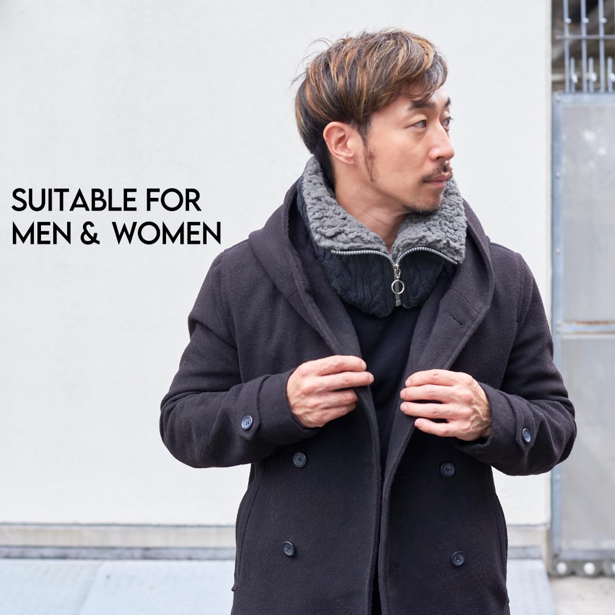 CHARM Winter Knit Neckwarmer Tube Scarf - Zipper Chunky Ski Neck Gaiter Warmer - Image 7