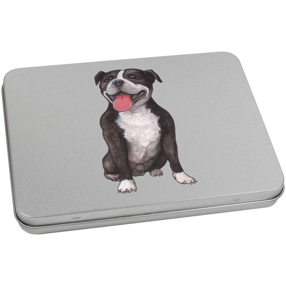 Azeeda 170mm 'Staffordshire Bull Terrier' Metal Hinged Tin/Storage Box (TT00135394)
