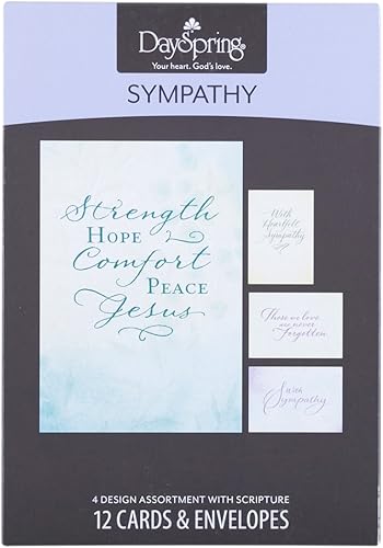 Miniatura 2 de DaySpring - Strength Hope Comfort - Surtido de 4 diseños con las Escrituras - 12 tarjetas y sobres en caja de condolencias (77541)