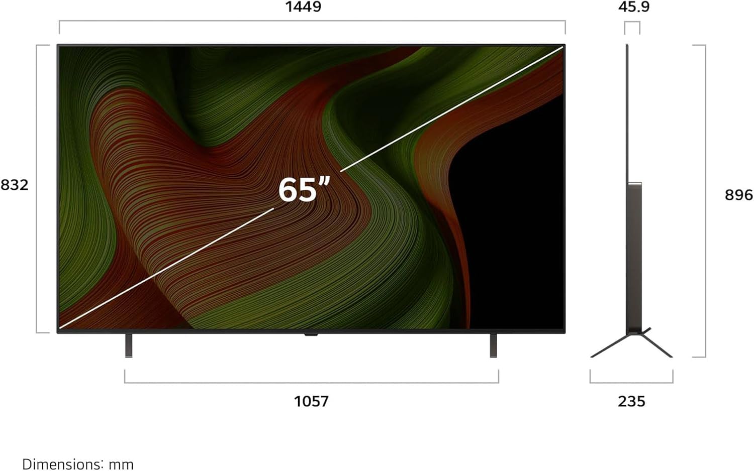 LG OLED AI 65 Pollici, Serie B5 2025 Smart TV 4K - OLED65B56LA | Processore α8 Gen2, WebOS con AI, Dolby Vision e Atmos, Gaming con VRR, GSYNC e FreeSync 4K@120Hz, 4 HDMI 2.1, Alexa