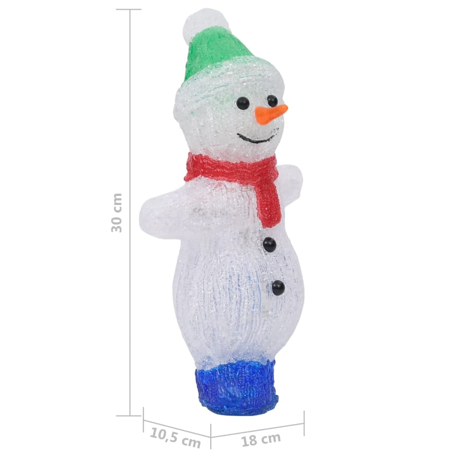 ARKEM Pupazzo di Neve LED in Acrilico per Interno ed Esterno 30 cm,Figura con Cristalli,LED Freddo,Luminose per Esterno, Decorazioni di Natale, luci Natalizie, Figure Luminose