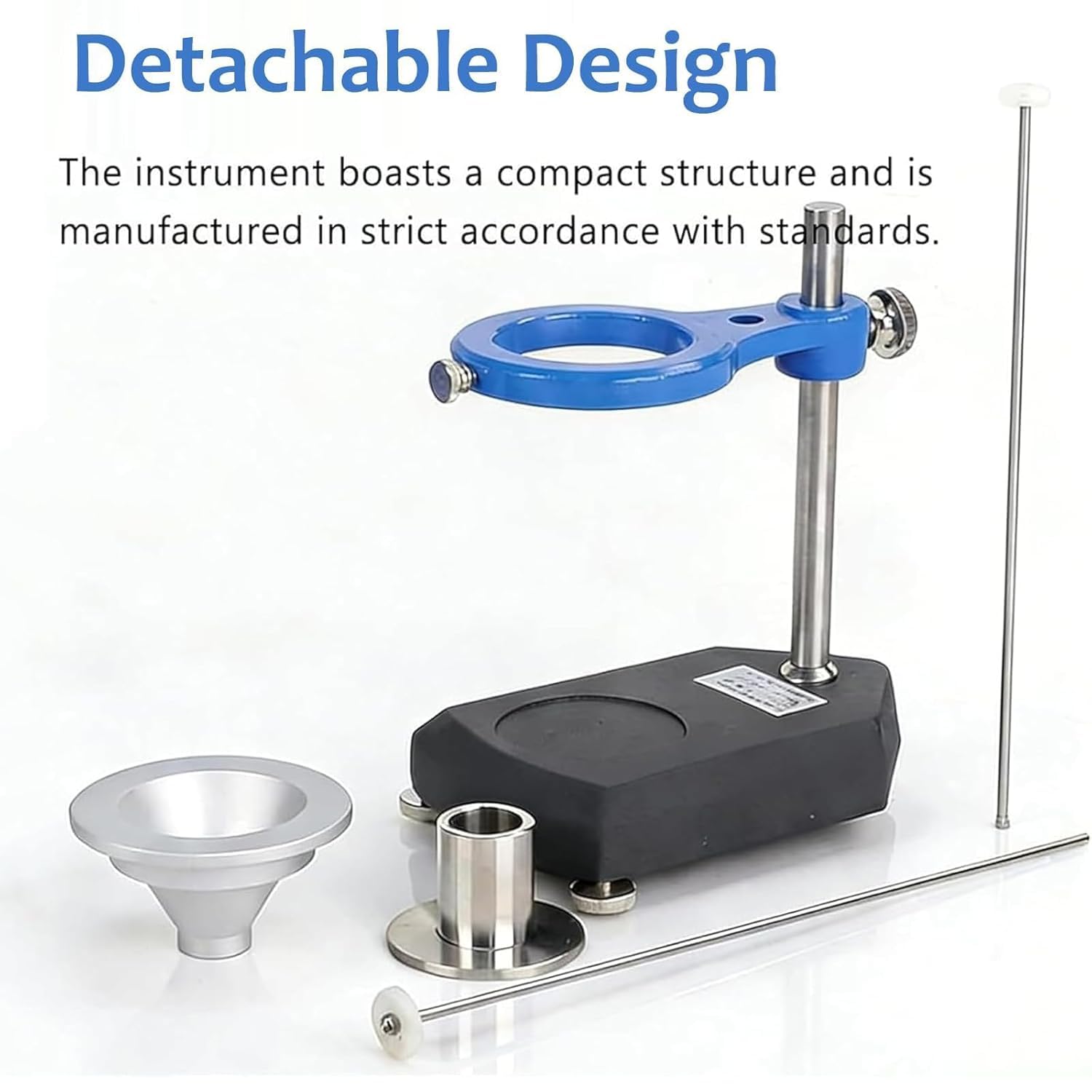 Probador de suelo para tasa de expansión, altura de embudo ajustable, agitador y taza medidora de acero inoxidable de 10 ml, ideal para análisis y pruebas de suelo