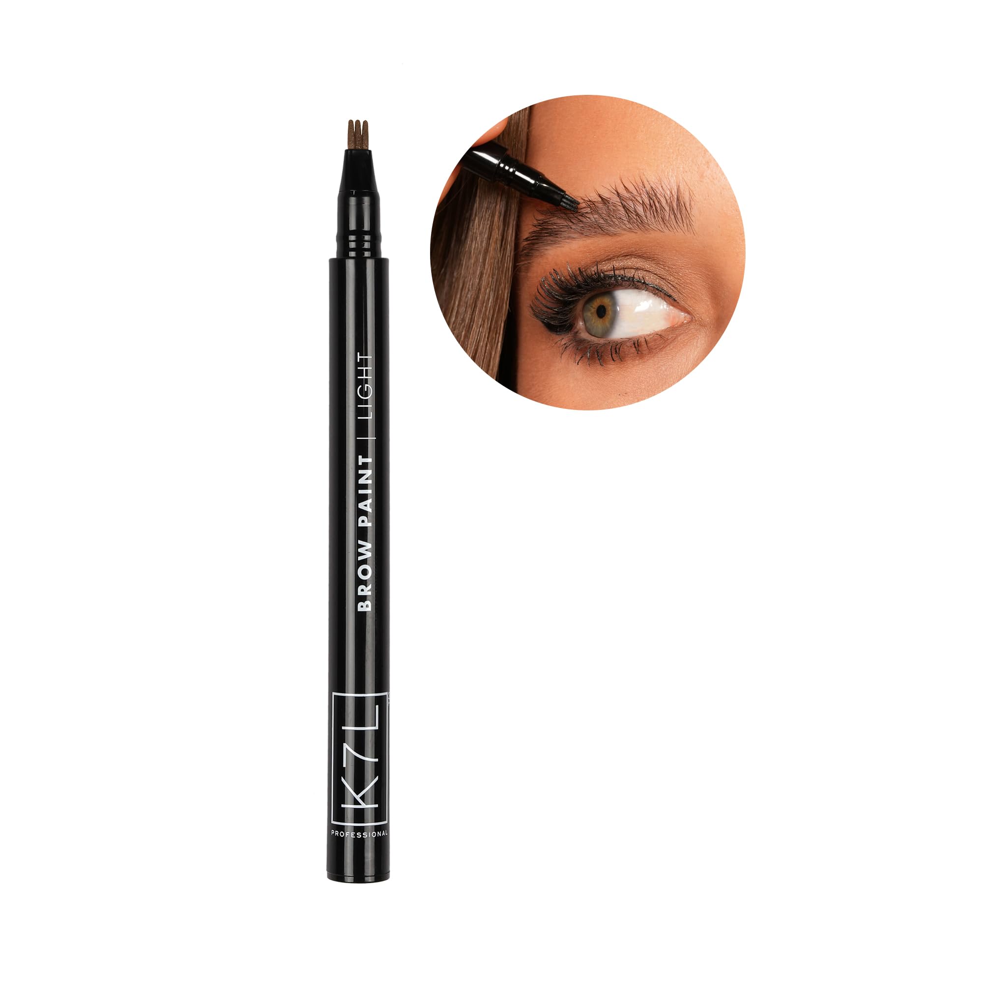 Eyebrow Pen (Vegan) For Natural Hair-like Strokes With Microblade 3-Prong Tip - Smudge-proof & Long-Lasting - Light Light Brown