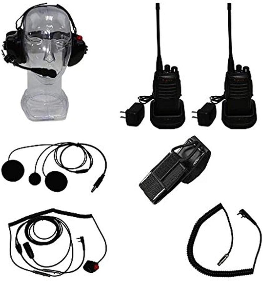 RJS Racing Equipment 2-Way Radio, Sportsman, 2 Man, 8 Channel, UHF Signal, Belt Clip/Charger/Earphones/Mic/Headset, Plastic, Black, Kit