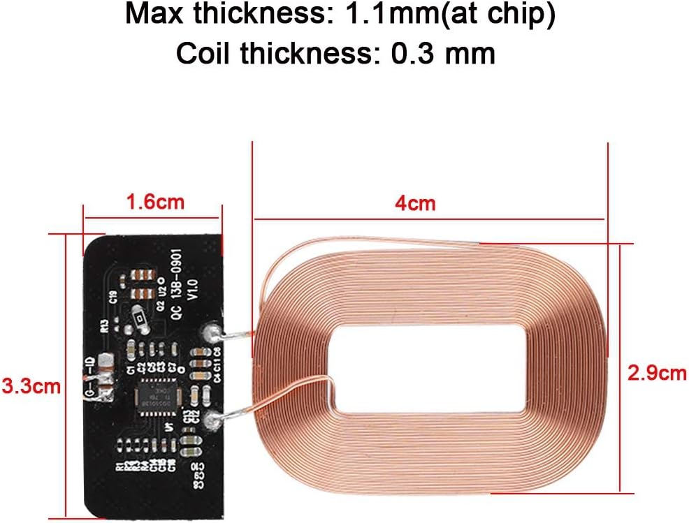 DIY Qi Charging Receiver Module Ultra Thin Charging Receiver Module Circuit Board Coil Charger, 5V 1A, Plug and Play