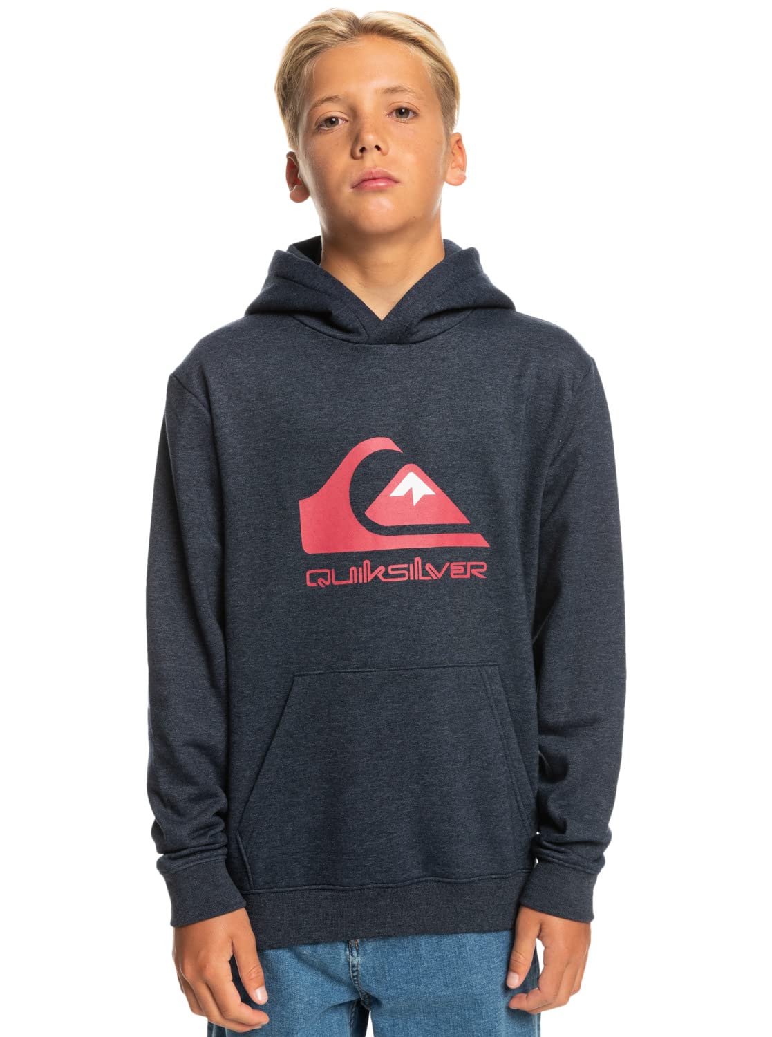 Quiksilver (8 Yrs, Navy Blazer) Quicksilver Boys Big Logo Hooded Pullover Sweatshirt Jumper Hoody Hoodie