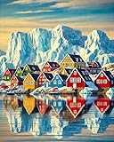 GEEHEIY Paint by Numbers Kit for Adults - Colorful Houses Paint by Numbers for Adults Beginner, Winter Adult Paint by Number Kits on Canvas, Perfect for Home Decor Gift 16x20 Inch