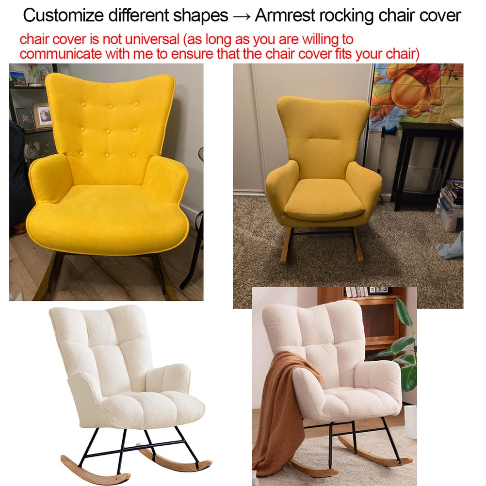 Fundas Sillas Mecedora con Brazos Elastica Fundas Sillón Relax Fundas Silla de Lactancia Escandinavo para Salón Dormitorio Balcón Sala Sillón Mecedora Cubiertas Protectoras,Custom2PCS
