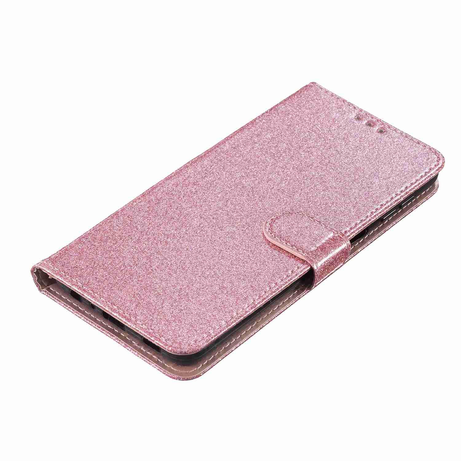 Glitzer-Handyhülle Für Google Pixel 8 Pro – Leder-Brieftasche Mit Kartenfächern & Magnetschluss In Rose Gold