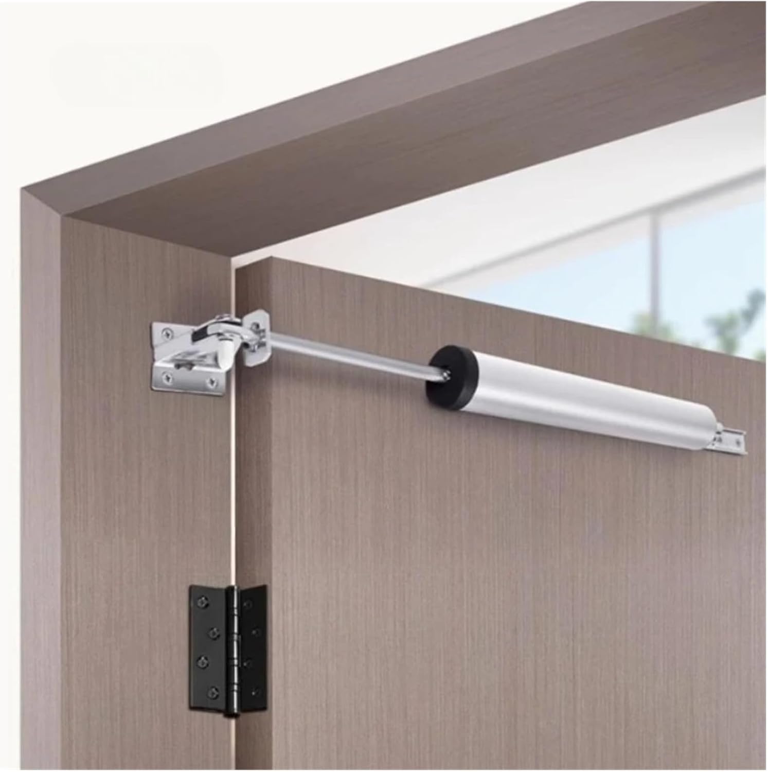 Pneumatic Adjustable Speed Door Closer with Soft Closing Function (35KG) and Positioning Door Stop(Brown)