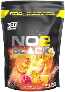 NO2 Black Nitric Oxide Supplement for Pump, Muscle Growth, Vascularity & Energy - Powerful NO Booster Pre-Workout with Citrulline + 30 Servings (Jacked Juice)
