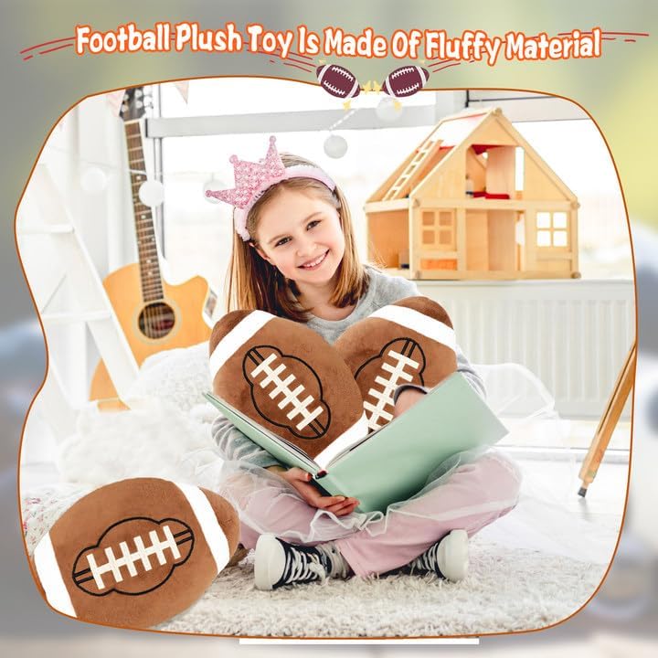 2 Pcs 12 Inch Football Plush Pillow Fluffy Stuffed Football Throw Pillows Soft Sports Throw Pillows for Kids Birthday Party Supply Gifts Bedroom Sofa Decor - Image 6