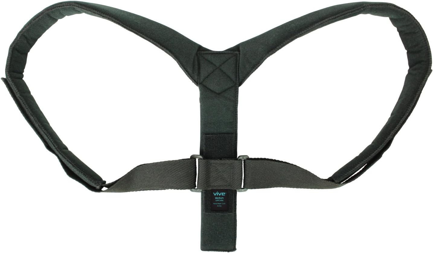 Posture Corrector by Vive - Upper Back, Clavicle & Shoulder Support Brace - Thoracic Kyphosis - Men & Women - Device Improves Poor, Bad, Stooped, Forward Head & Neck Alignment (Medium)