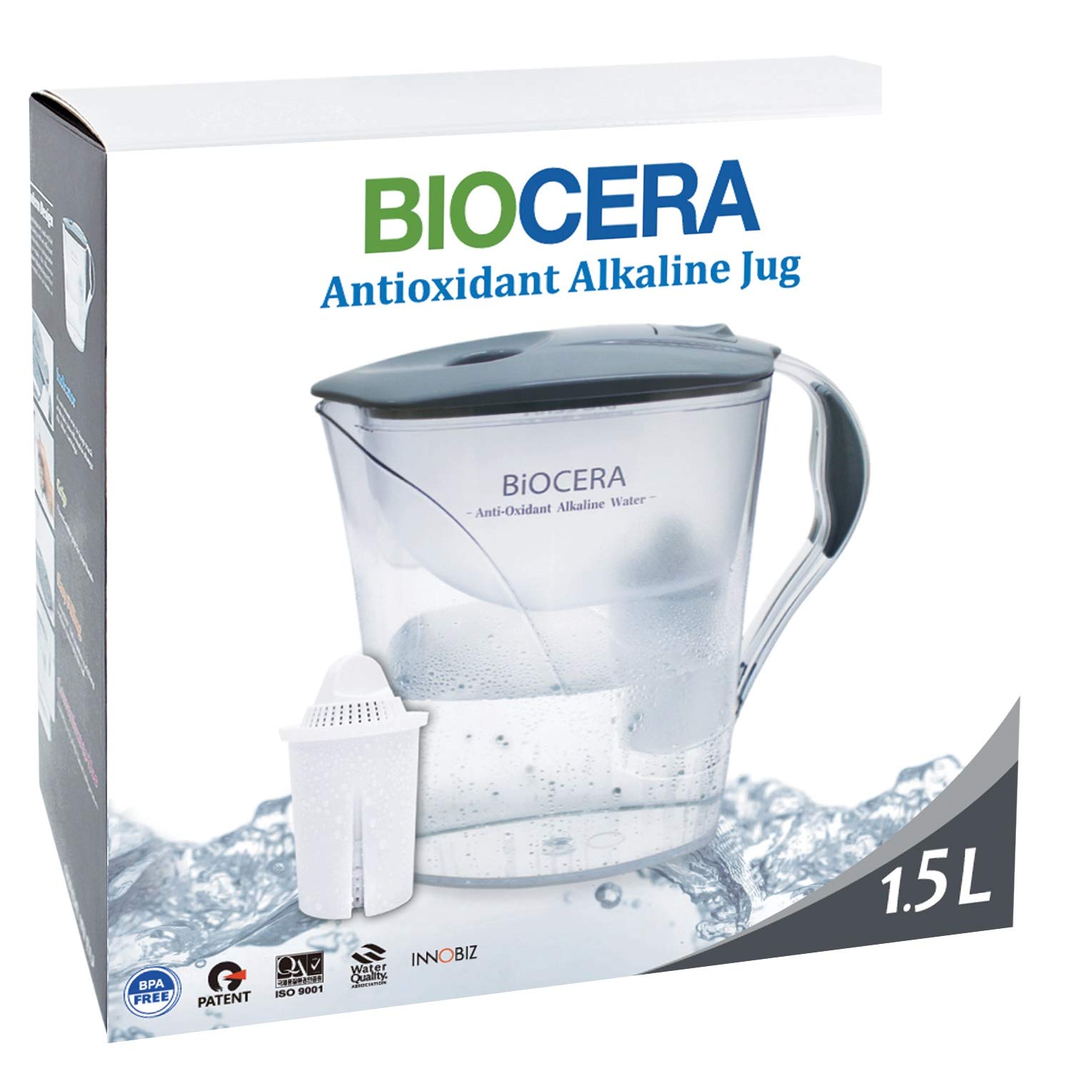 Flаѕh Dеаlѕ - 50% оƒƒ BIO CERA Alkaline Antioxidant Water Filter Pitcher (Includes 1 Free Cartridges) BPA-Free, Toxin-Free Mineralized Alkaline Water Ionizer, Activated Carbon Filter - Up to PH 9.5
