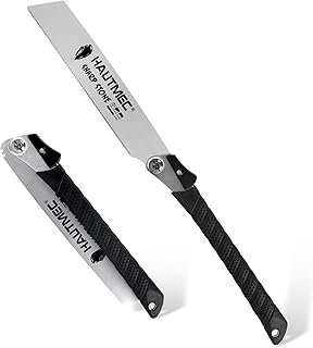 HAUTMEC Japanese Pull Saw, 9-Inch Folding Flush Cut Saw for Woodworking, 17 TPI Fine Tooth Hand Saw with SK5 Steel Blade & Adjustable Non-Slip Handle
